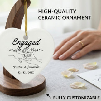 Adorno De Cerámica Personalized Engagement Ceramic Heart Ornament