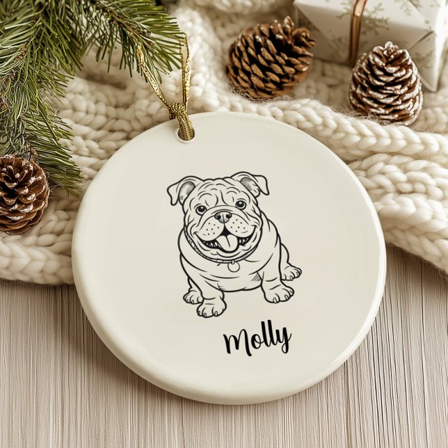 Adorno De Cerámica Personalized English Bulldog Dog Christmas (Subido por el creador)