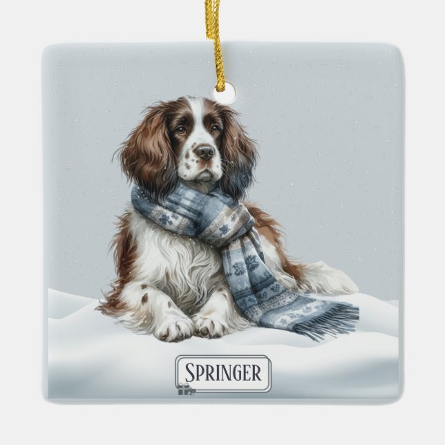 Adorno De Cerámica Personalized English Springer Spaniel Ornament (Anverso)