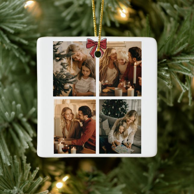 Adorno De Cerámica Personalized Family Christmas Photos Ornament (Árbol)