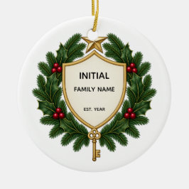 Adorno De Cerámica Personalized Family Crest Christmas Ornament