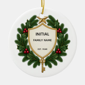 Adorno De Cerámica Personalized Family Crest Christmas Ornament