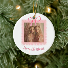 Adorno De Cerámica Personalized Family Photo Merry Christmas Ornament