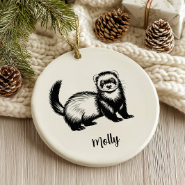 Adorno De Cerámica Personalized Ferret Christmas