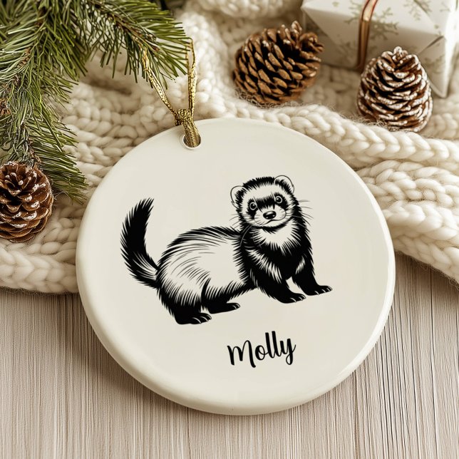 Adorno De Cerámica Personalized Ferret Christmas (Subido por el creador)