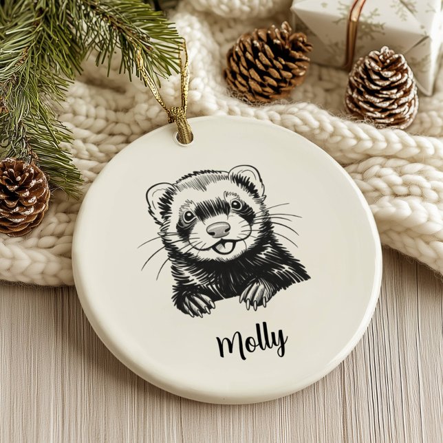 Adorno De Cerámica Personalized Ferret Christmas (Subido por el creador)