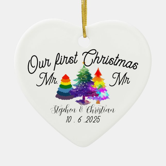 Adorno De Cerámica Personalized First Christmas As Mrs & Mrs  (Frente)