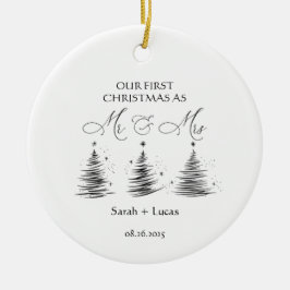 Adorno De Cerámica Personalized First Christmas Mr & Mrs Ornament