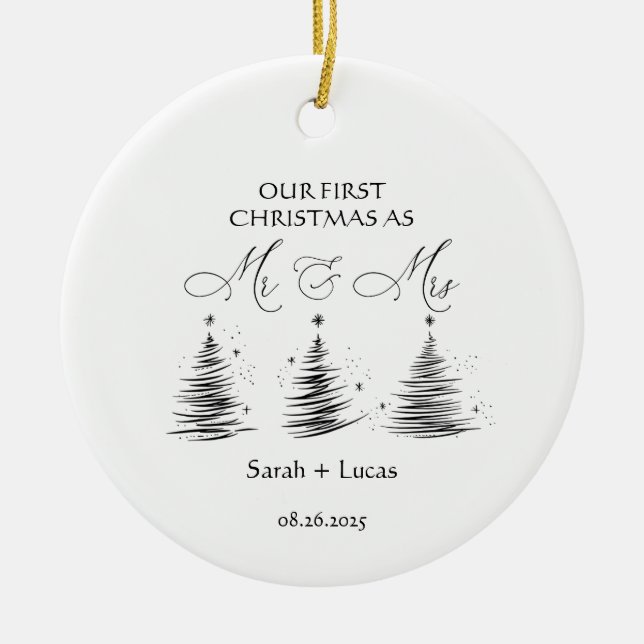 Adorno De Cerámica Personalized First Christmas Mr & Mrs Ornament (Frente)