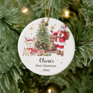 Adorno De Cerámica Personalized First Christmas Ornament - Santa