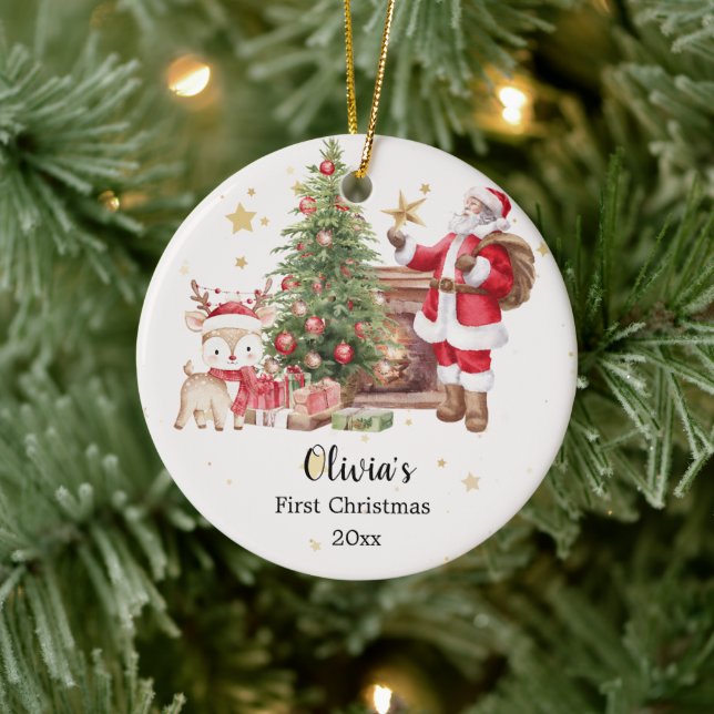 Adorno De Cerámica Personalized First Christmas Ornament - Santa  (Árbol)