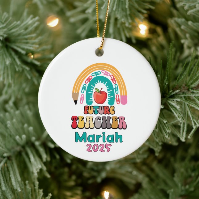 Adorno De Cerámica Personalized Future Teacher Christmas Ornament (Árbol)