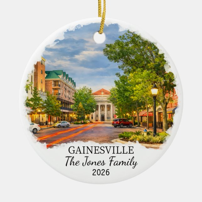 Adorno De Cerámica Personalized Gainesville Ornament, Custom Florida (Frente)