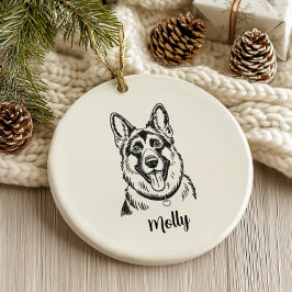 Adorno De Cerámica Personalized German Shepherd Dog Christmas