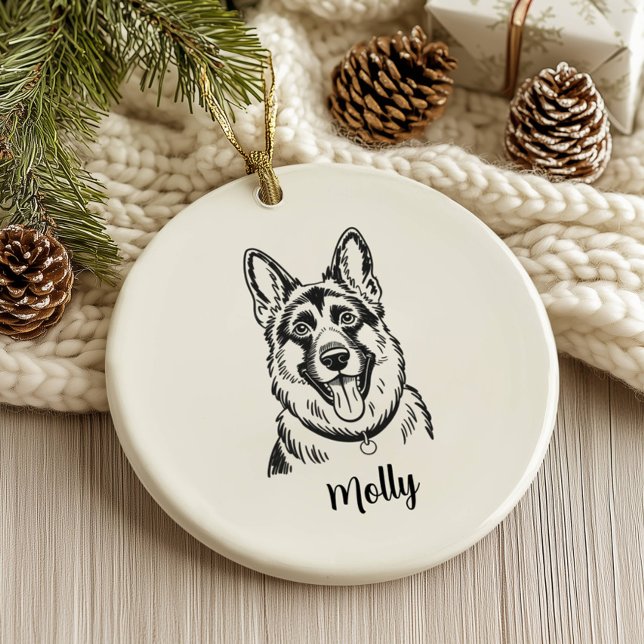 Adorno De Cerámica Personalized German Shepherd Dog Christmas (Subido por el creador)