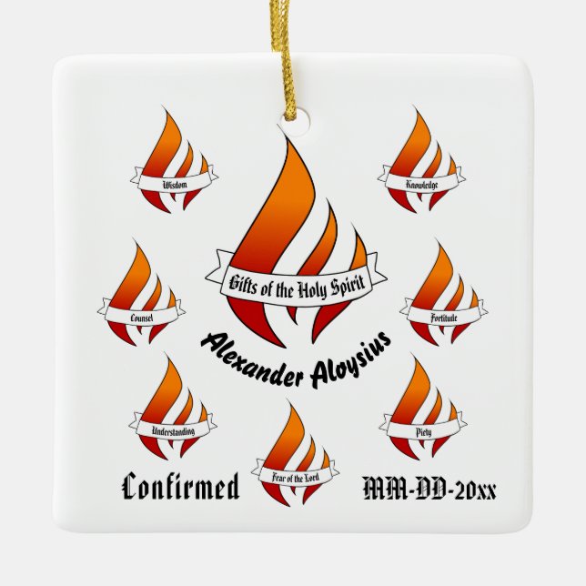Adorno De Cerámica Personalized Gifts of the Holy Spirit Confirmation (Anverso)