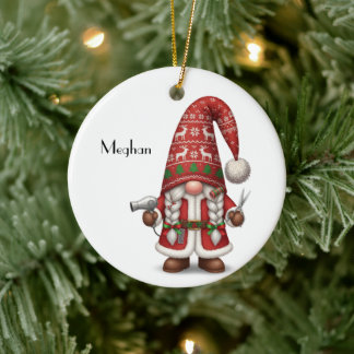 Adorno De Cerámica Personalized Gnome Xmas Hair Stylist
