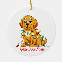Adorno De Cerámica Personalized Golden Retriever Christmas Ornament