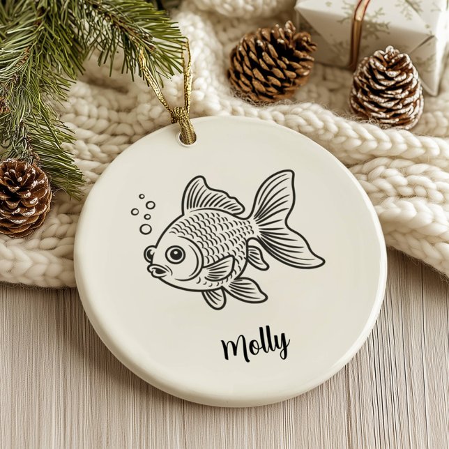 Adorno De Cerámica Personalized Goldfish Christmas (Subido por el creador)
