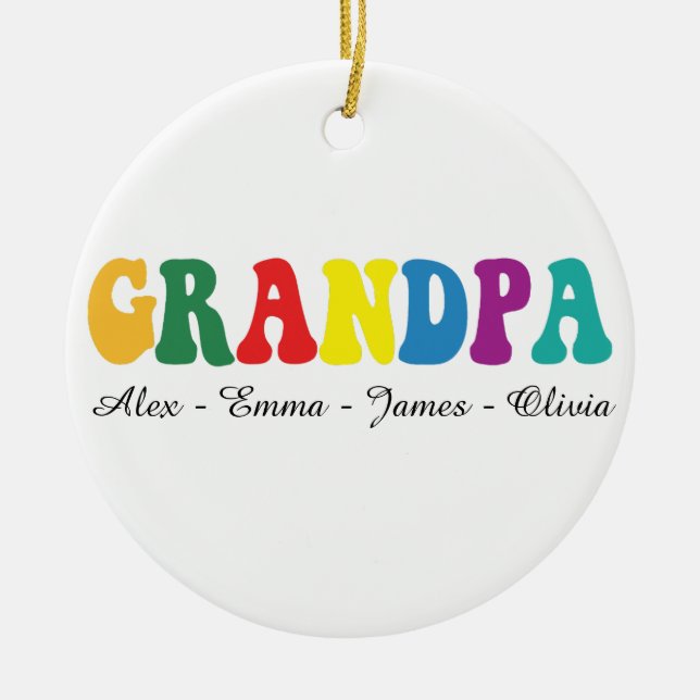 Adorno De Cerámica Personalized Grandpa Gift with Grandkids’ Names (Frente)