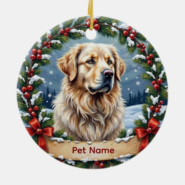 Adorno De Cerámica Personalized Great Pyrenees Christmas (Atrás)