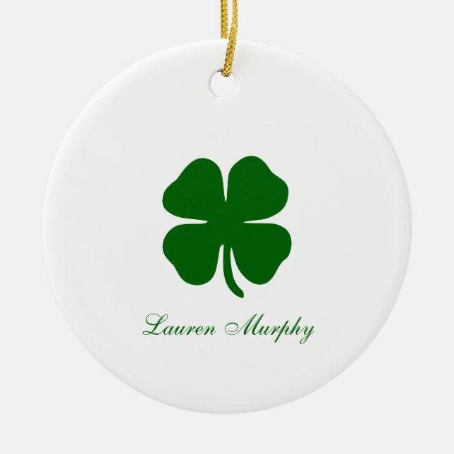 Adorno De Cerámica Personalized Green Clover (Frente)