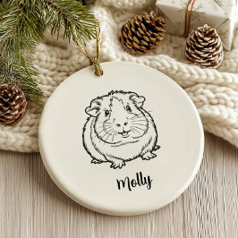 Adorno De Cerámica Personalized Guinea Pig Christmas