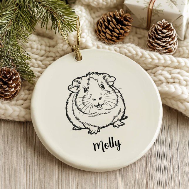 Adorno De Cerámica Personalized Guinea Pig Christmas (Subido por el creador)