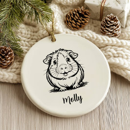 Adorno De Cerámica Personalized Guinea Pig Christmas