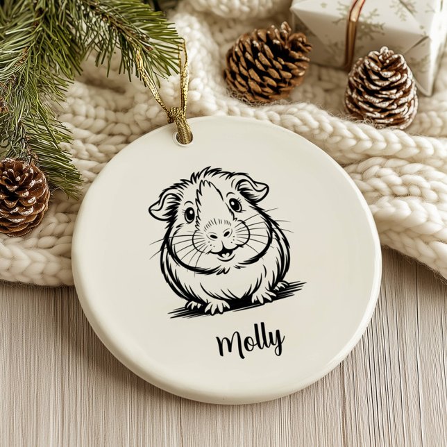 Adorno De Cerámica Personalized Guinea Pig Christmas (Subido por el creador)
