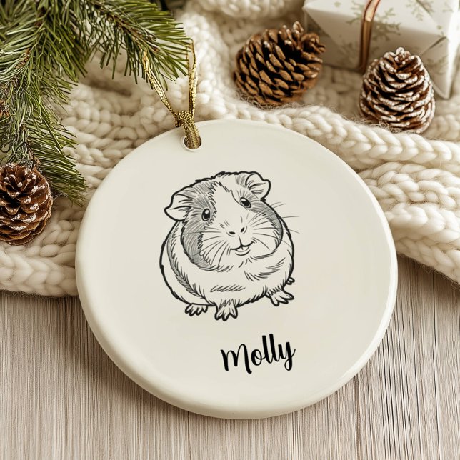 Adorno De Cerámica Personalized Guinea Pig Christmas (Subido por el creador)