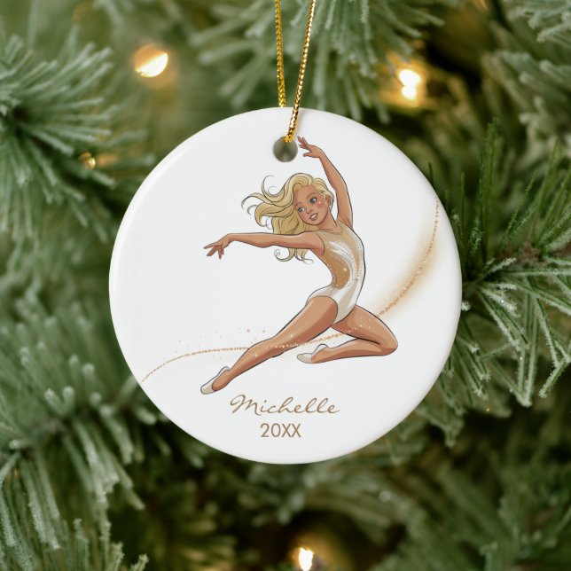 Adorno De Cerámica Personalized Gymnast gymnastics Girl Christmas  (Árbol)