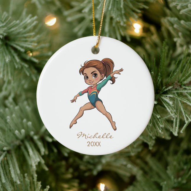 Adorno De Cerámica Personalized Gymnast gymnastics Girl Christmas   (Árbol)