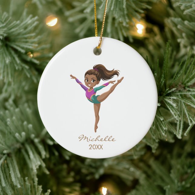 Adorno De Cerámica Personalized Gymnast gymnastics Girl Christmas   (Árbol)