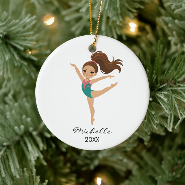 Adorno De Cerámica  Personalized Gymnast gymnastics Girl Christmas  (Árbol)