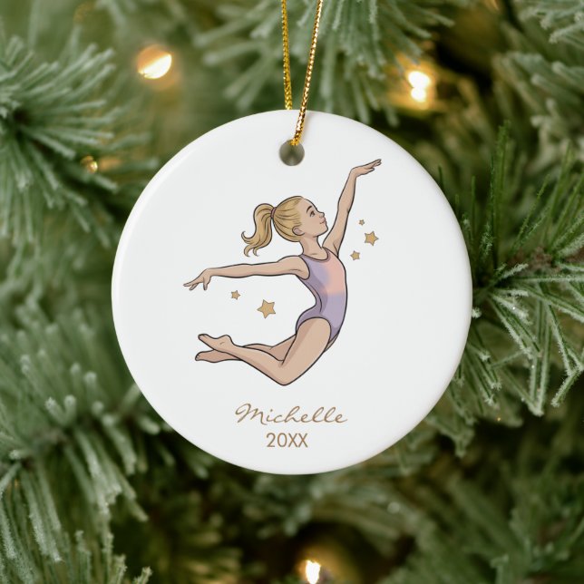 Adorno De Cerámica Personalized Gymnast gymnastics Girl Christmas   (Árbol)