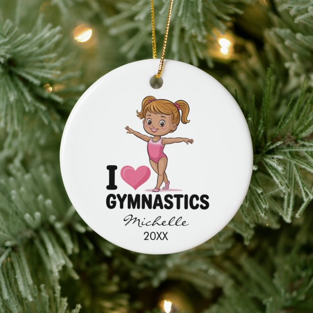 Adorno De Cerámica  Personalized Gymnast gymnastics Girl Christmas  (Árbol)