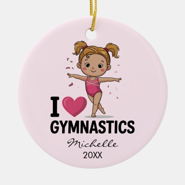 Adorno De Cerámica Personalized Gymnast gymnastics Girl Christmas     (Frente)
