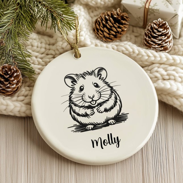 Adorno De Cerámica Personalized Hamster Christmas (Subido por el creador)