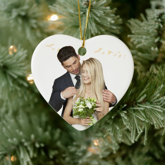 Adorno De Cerámica Personalized Heart Wedding Ornament (Árbol)