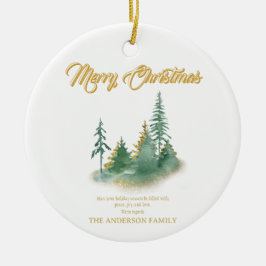 Adorno De Cerámica Personalized Holiday Ornament with Green and Gold