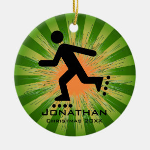 Adorno De Cerámica Personalized Inline Skating Rollerblading Ornament
