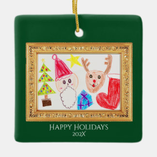 Adorno De Cerámica Personalized Kids Art & Photo Christmas Ornament
