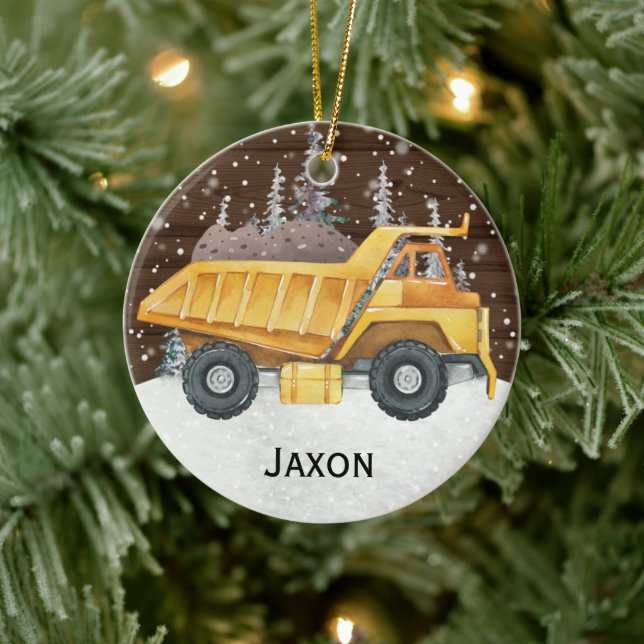 Adorno De Cerámica Personalized Kids Dump Truck Christmas Ornament  (Árbol)