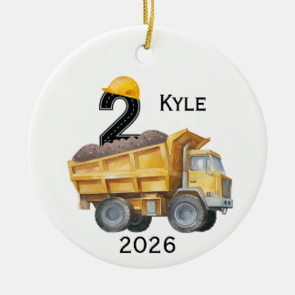 Adorno De Cerámica Personalized Kids Dump Truck Ornament 
