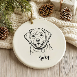Adorno De Cerámica Personalized Lab Dog Christmas