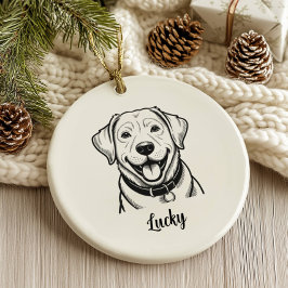 Adorno De Cerámica Personalized Lab Dog Christmas