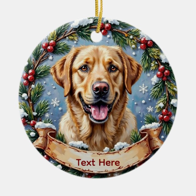 Adorno De Cerámica Personalized Labrador Retriever Christmas (Frente)