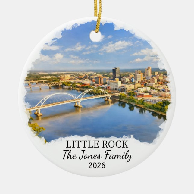 Adorno De Cerámica Personalized Little Rock Ornament, Custom Arkansas (Frente)