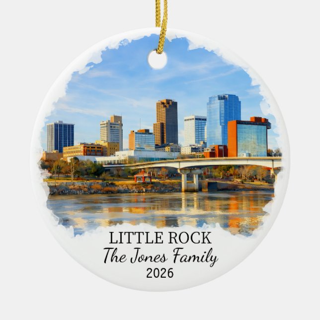 Adorno De Cerámica Personalized Little Rock Ornament, Custom Arkansas (Frente)